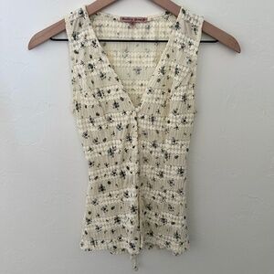 Beige Floral Tank Vest for Layering
